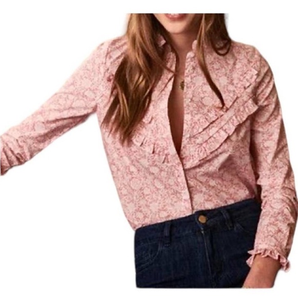 Sezane Rozy floral ruffle button front blouse size 36 Smalll - Picture 2 of 8